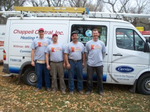 Chappell Central crew from Willmar MN ready to install Lennox furnace