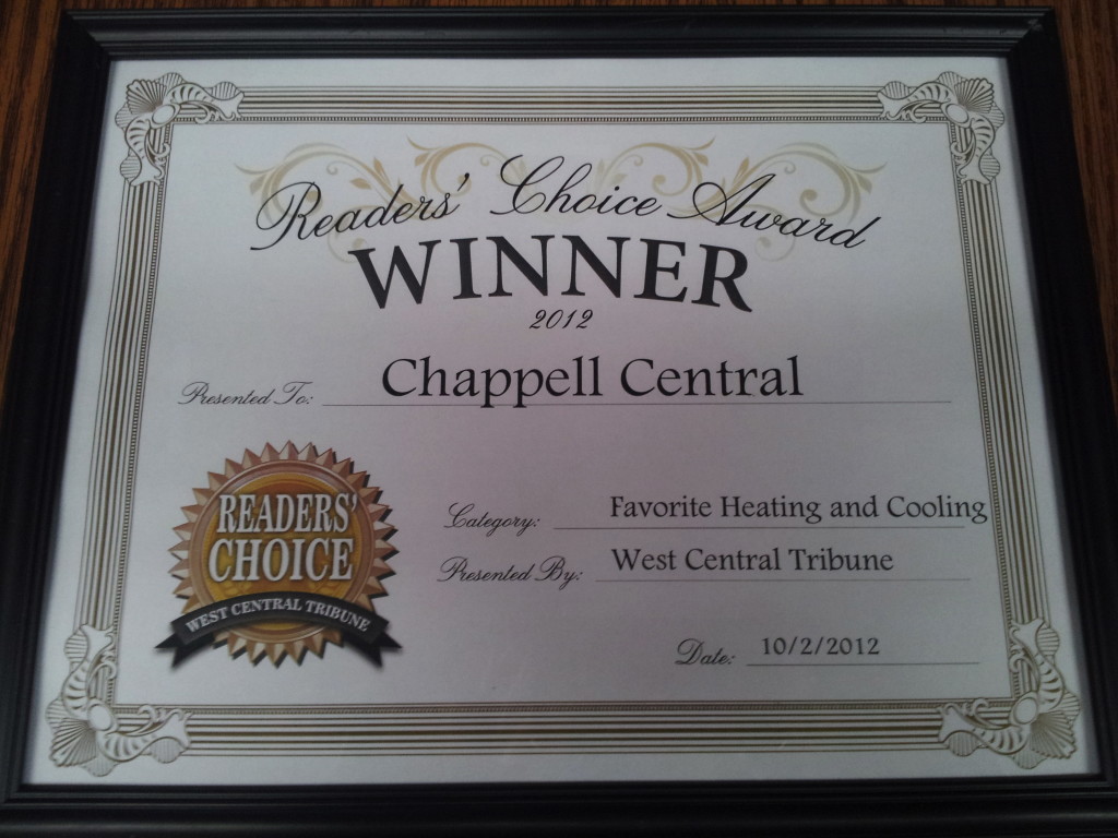 Chappell Central HVAC People's Choice from West Central Tribune